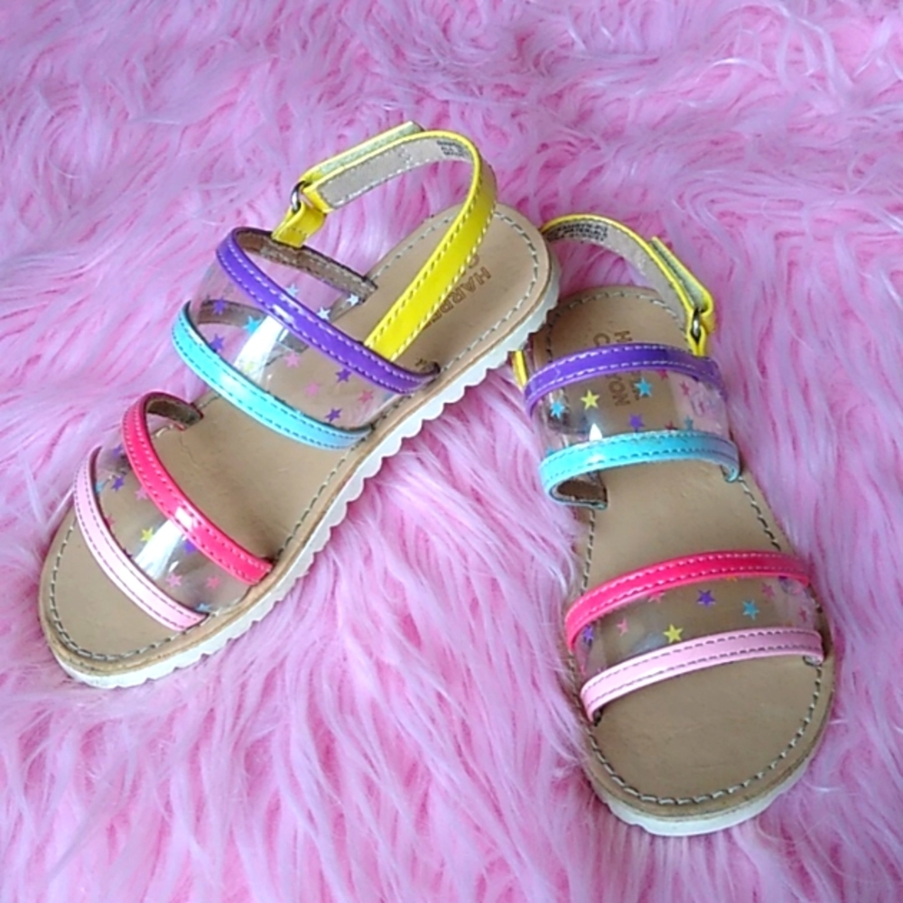 Harper Canyon Muti-Colored w/ Stars Sandals, Girls Toddler Sz 10